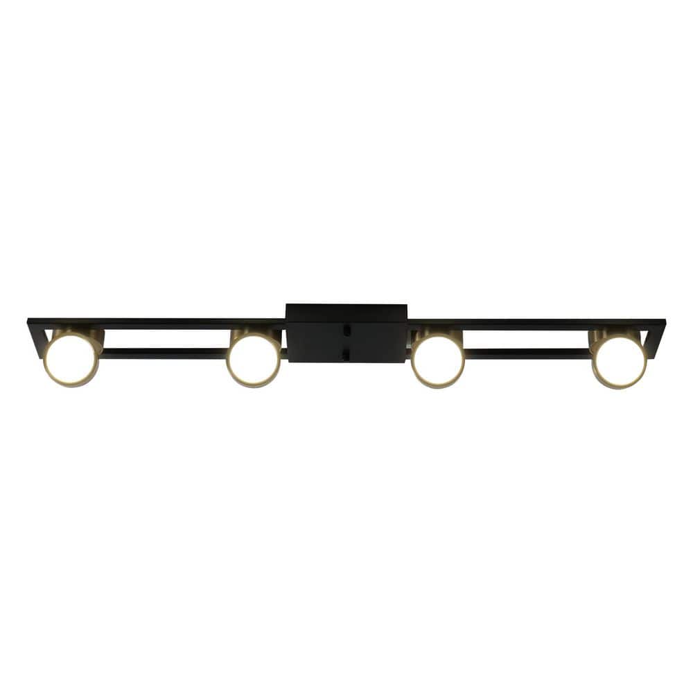 35.43 in. 4 Light Black LED Rectangle Timer Dimmable Semi-Flush Mount with Remote Included for Living Dining Room Study price history on PriceWatchPro