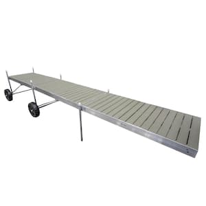 24 ft. Roll-In-Dock Straight System with Aluminum Frame and Gray Composite Removable Decking