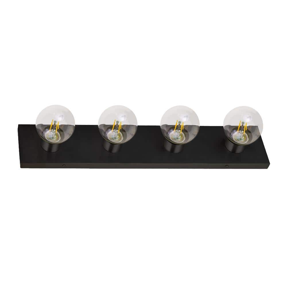 Matte Black 4-Light Dimmable Vanity Strip Light