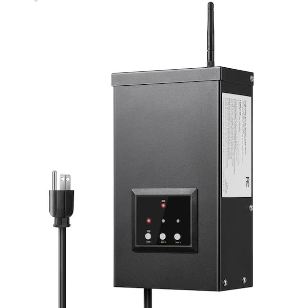 Vrbgify Smart Low Voltage Landscape Lighting Transformer 200W 3 Independent Outputs Remote Control Timer Weatherproof