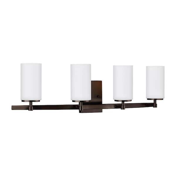Generation Lighting Alturas 30.5 in. 4-Light Brushed Oil Rubbed Bronze Modern Contemporary Bathroom Vanity Light with Satin Etched Glass