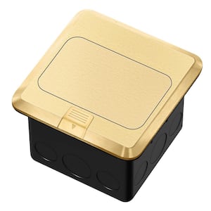 20 Amp Pop-Up Floor Box Kit in Gold with Tamper-Weather Resistant Receptacle GFCI Outlet