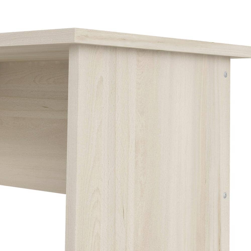 Scandinavian Light Woodgrain Desk with Four Drawers and Open Shelf