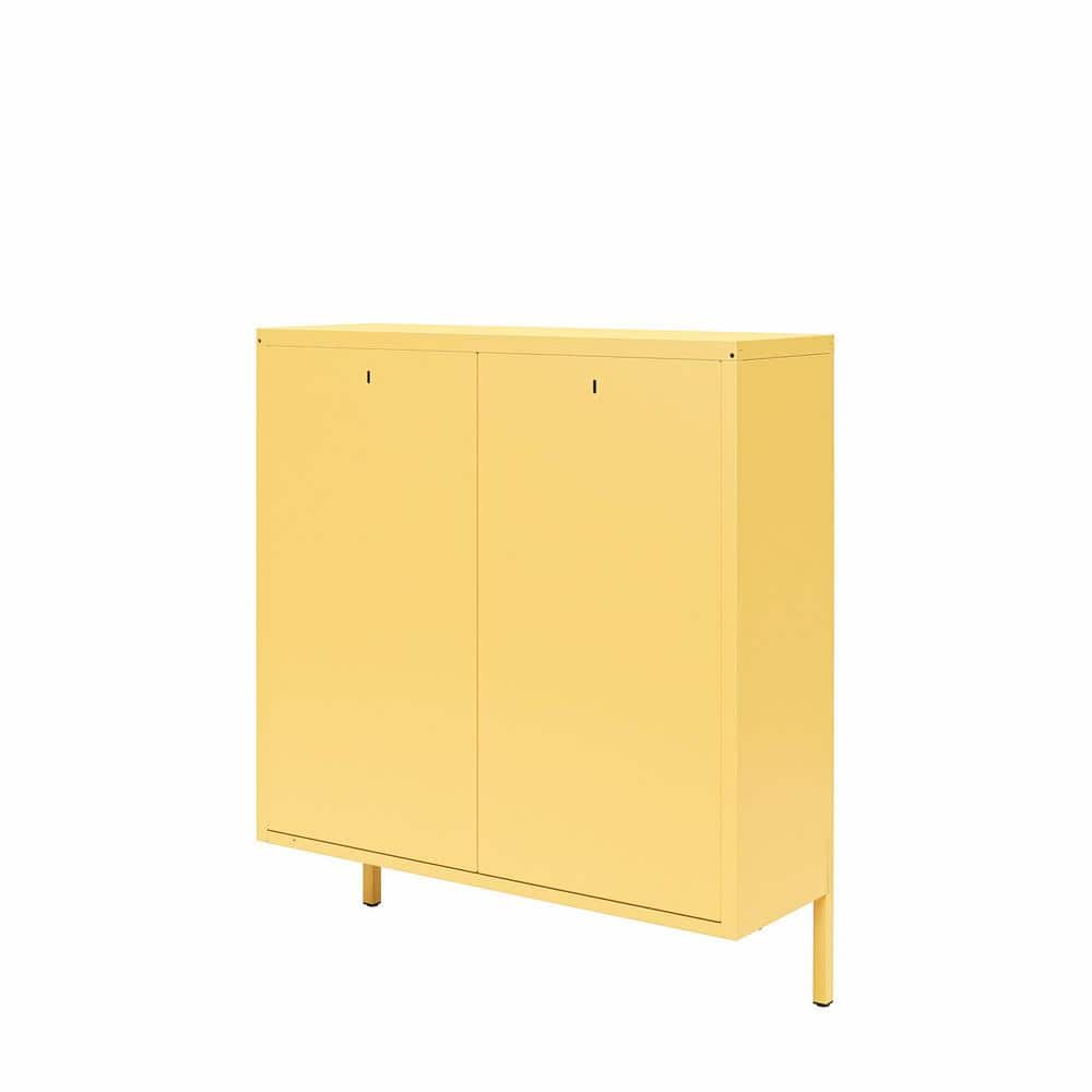 Yellow Metal 2-Door Locker Style Shoe Storage Cabinet