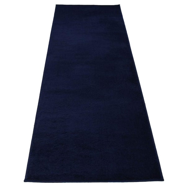 RugStylesOnline Solid Euro Royal Navy Blue 26 in. x 2 ft. Your Choice Length Stair Runner