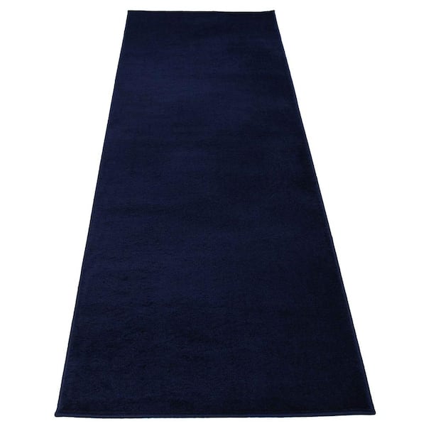 RugStylesOnline Euro Solid Navy Blue 36 in. Width x Your Choice Length Custom Size Runner Rug
