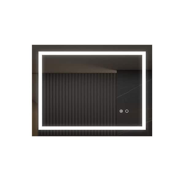 Maincraft 36 in. W x 28 in. H Rectangular Frameless Anti-Fog Wall Mounted LED Light Bathroom Vanity Mirror in Silver