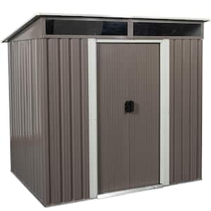 6 ft. W x 5 ft. D Metal Storage Shed Outdoor Tool Room with Foundation and Transparent Plate, Gray (27 sq. ft.)