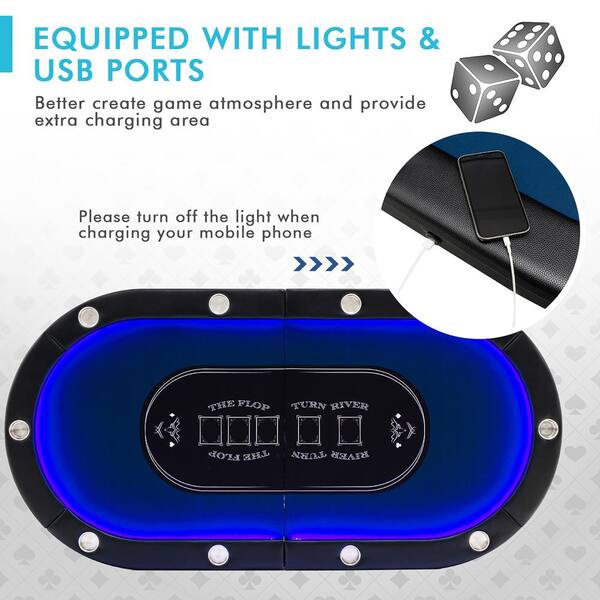 Costway Foldable 10 Player Poker Table Casino Texas Holdem with
