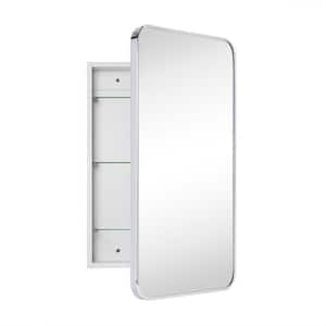 Garnes 17.5 in. W x 29 in. H Rectangular Recessed or Surface Mount Metal Framed Medicine Cabinet with Mirror in Chrome