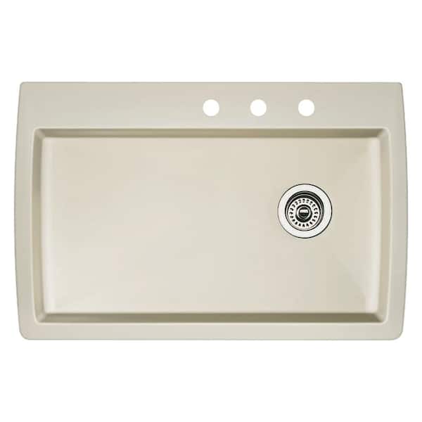 Blanco Diamond Dual-Mount Granite 33.5 in. 3-Hole Single Bowl Kitchen Sink in Biscuit