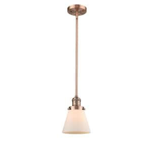 Cone 60-Watt 1 Light Antique Copper Shaded Mini Pendant Light with Frosted Glass Shade