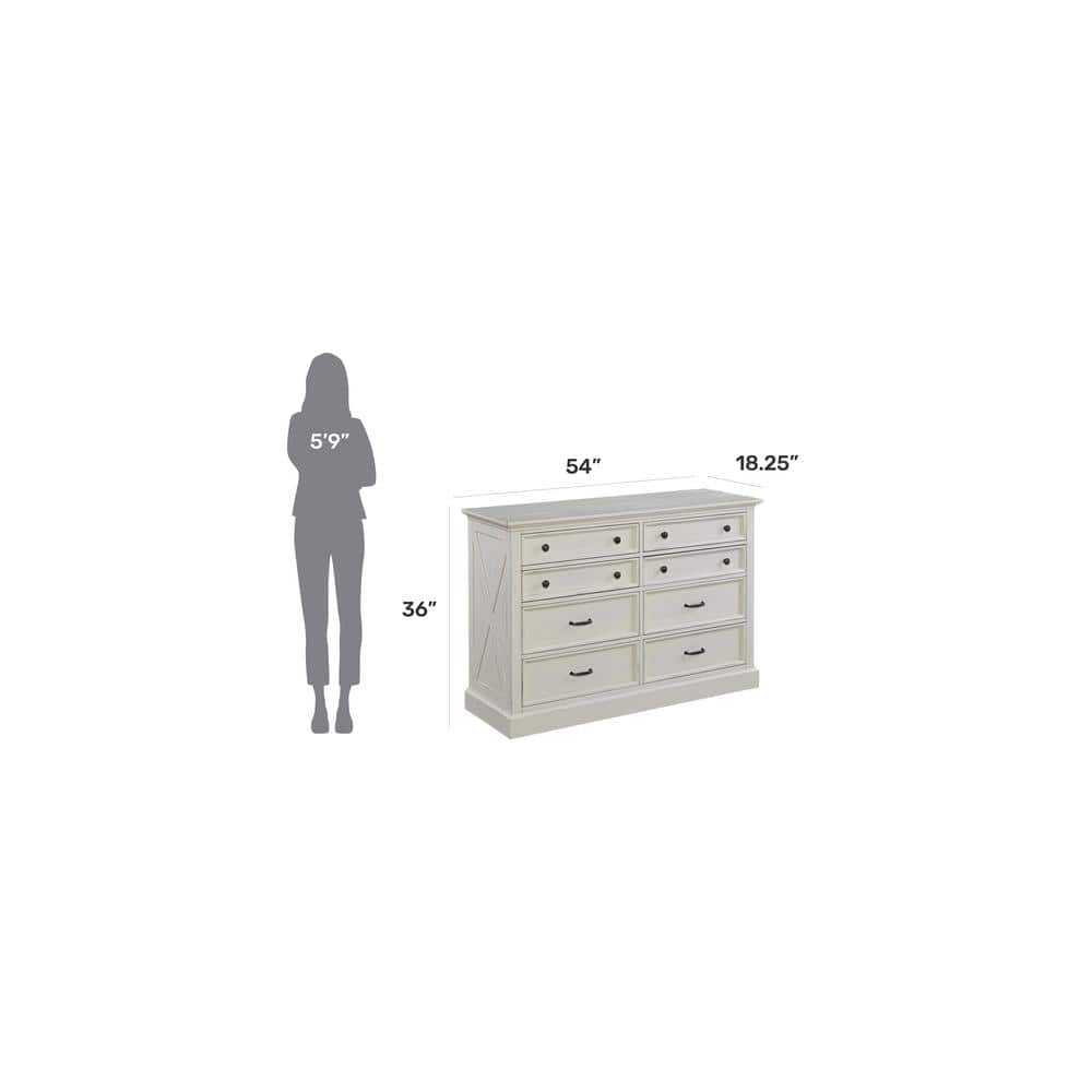 Seaside Lodge White Double Dresser with Felt Lined Drawers