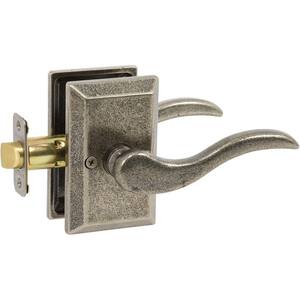 Sandcast Rhonda Aged Pewter Keyed Entry Door Left Hand Handle with Square Backplate