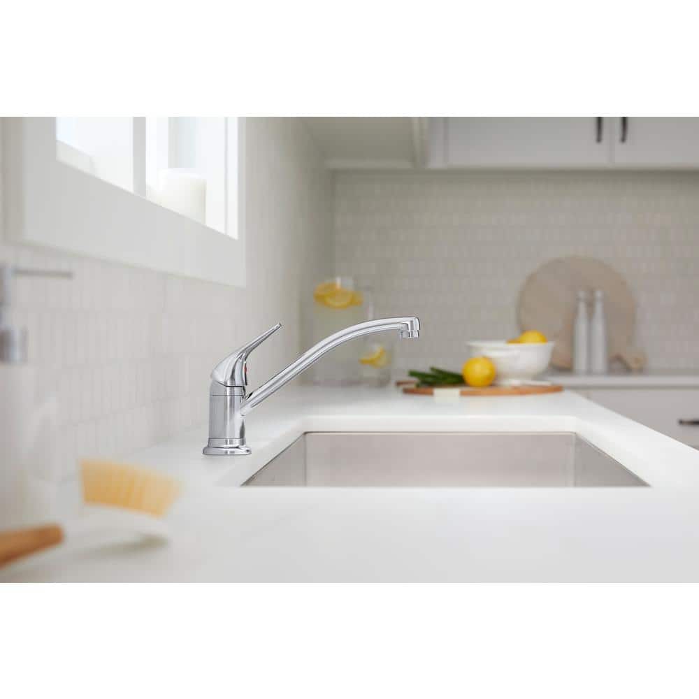 Polished Chrome Single Handle Kitchen Faucet with Lever