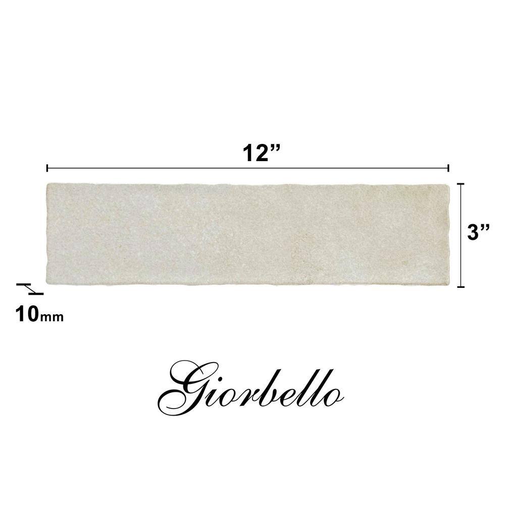 Beige Glossy Ceramic Subway Wall and Floor Tile 3" x 12"