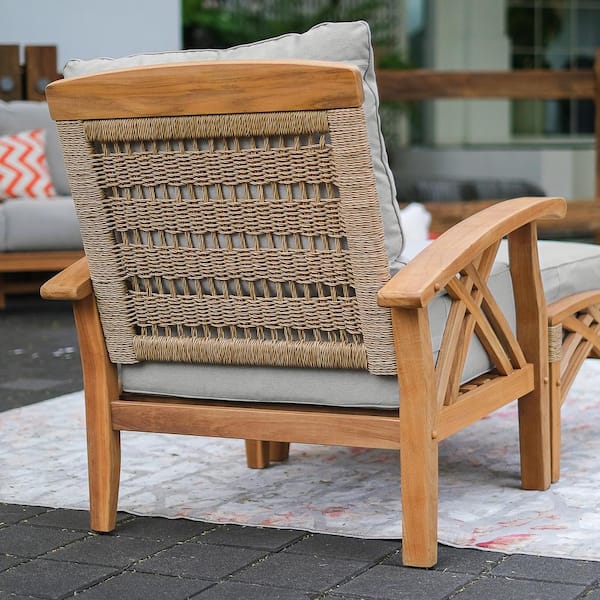 Cambridge Casual Carmel Teak Wood Outdoor Lounge Chair with Oyster 