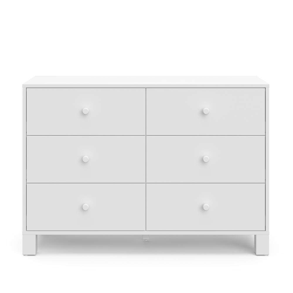 White Wood 6-Drawer Nursery Dresser with Safety Features