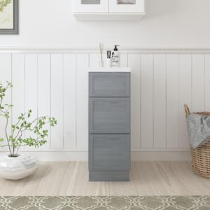 12 in. W x 21 in. D x 32.5 in. H 3-Drawers Bath Vanity Cabinet Only in Smoky Gray