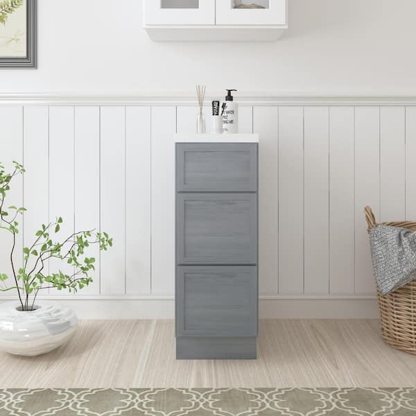 Vanity Art 12 in. W x 21 in. D x 32.5 in. H 3-Drawers Bath Vanity Cabinet Only in Smoky Gray