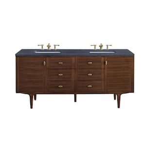 Amberly 72.0 in. W x 23.5 in. D x 34.7 in . H Bathroom Vanity in Mid-Century Walnut with Charcoal Soapstone Quartz Top