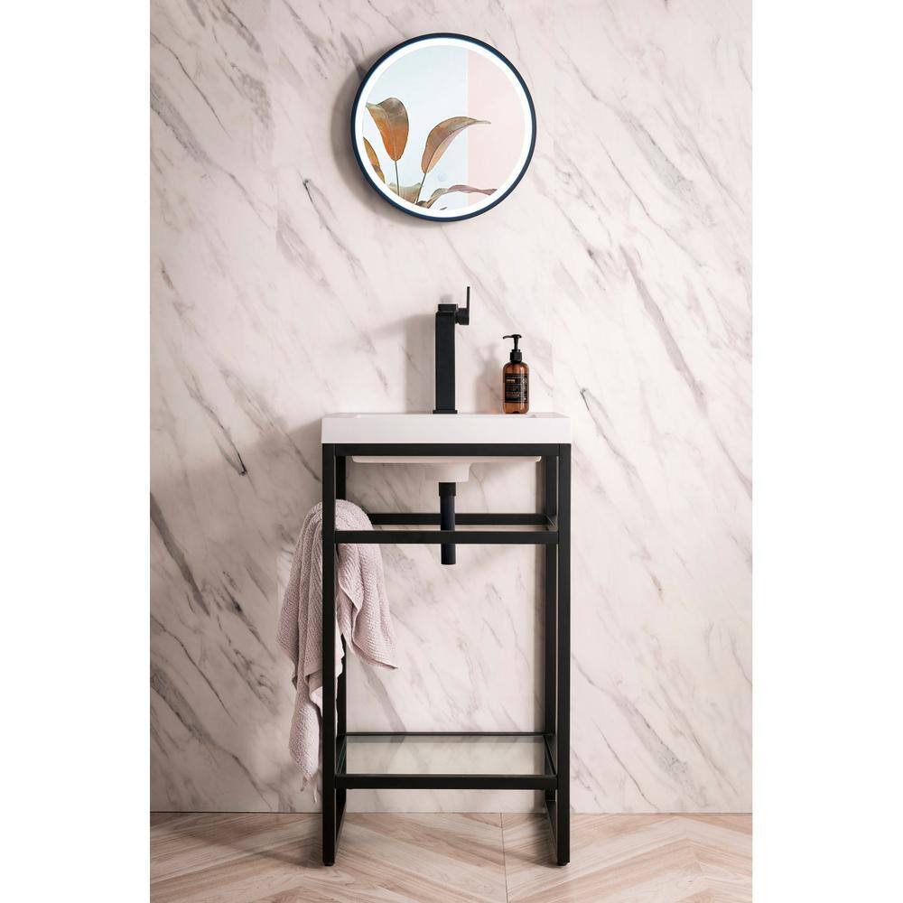 Boston 20" Matte Black Stainless Steel Single Vanity with White Composite Top