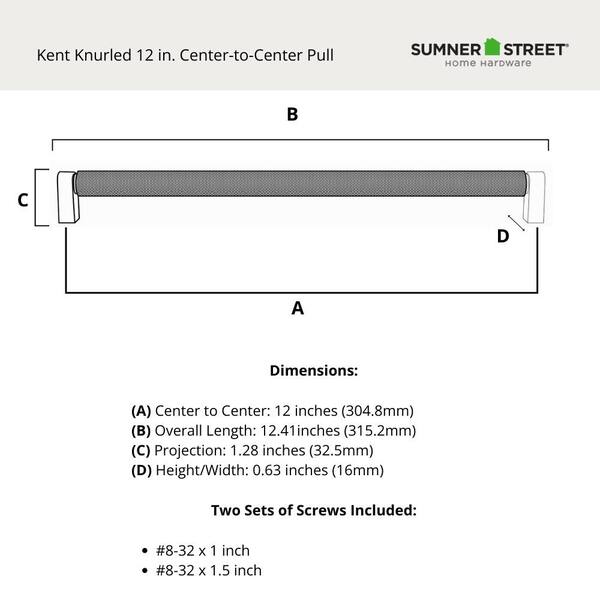Sumner Street Home Hardware Kent Knurled 12 in. (305 mm) Satin