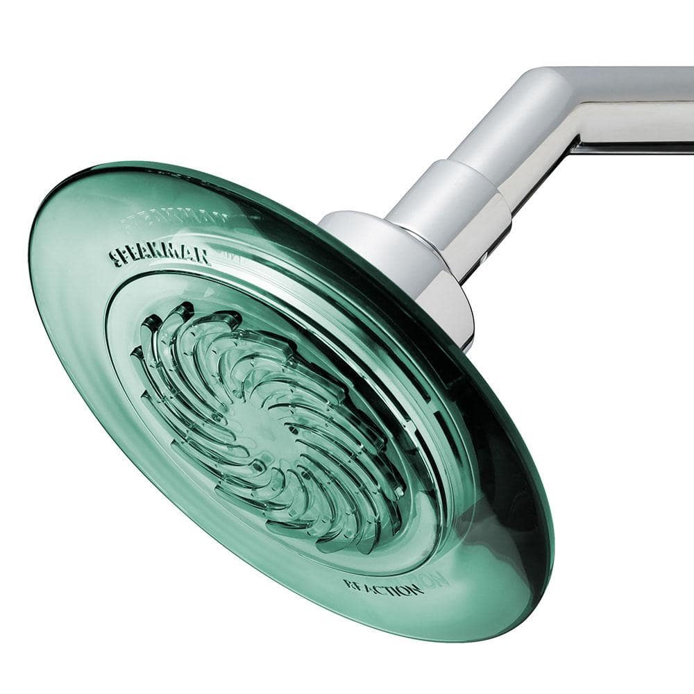 Jade Green Round Plastic Turbine-Powered Shower Head