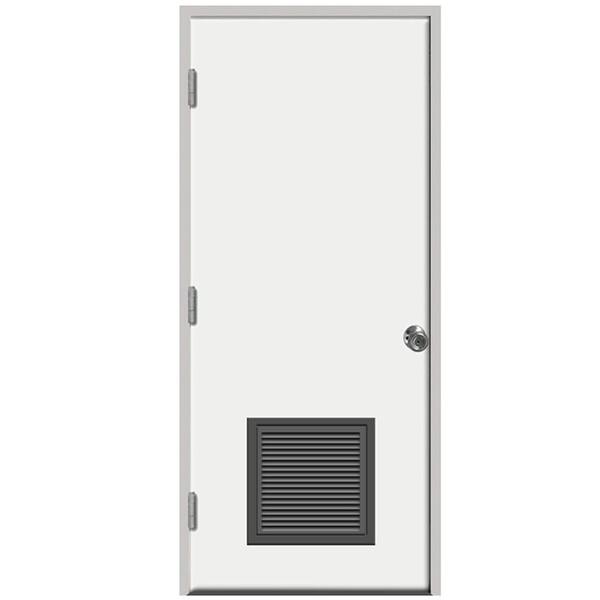 Steves & Sons 32 in. x 80 in. Element Series Vented Flush Right-Hand Outswing Wt Primed Steel Prehung Front Door with 4-9/16 in. Frame