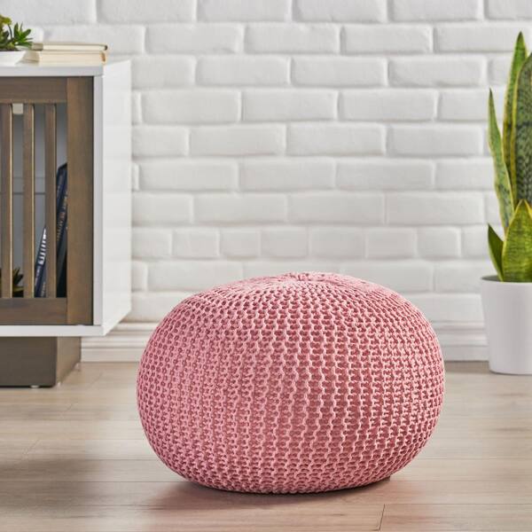 Unbranded Winter Hot Seller Pink Cotton Round Pouf Suitable for Living Room, Study