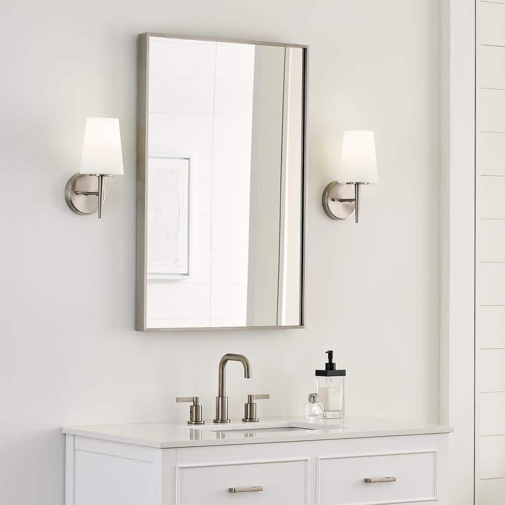 Brushed Nickel 1-Light Wall Sconce with Opal Glass Shade