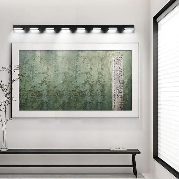 63 in. 8 Light Modern black Vanity Light Fixture Bathroom Over Mirror Wall Lights with Iron Acrylic Minimalist Design