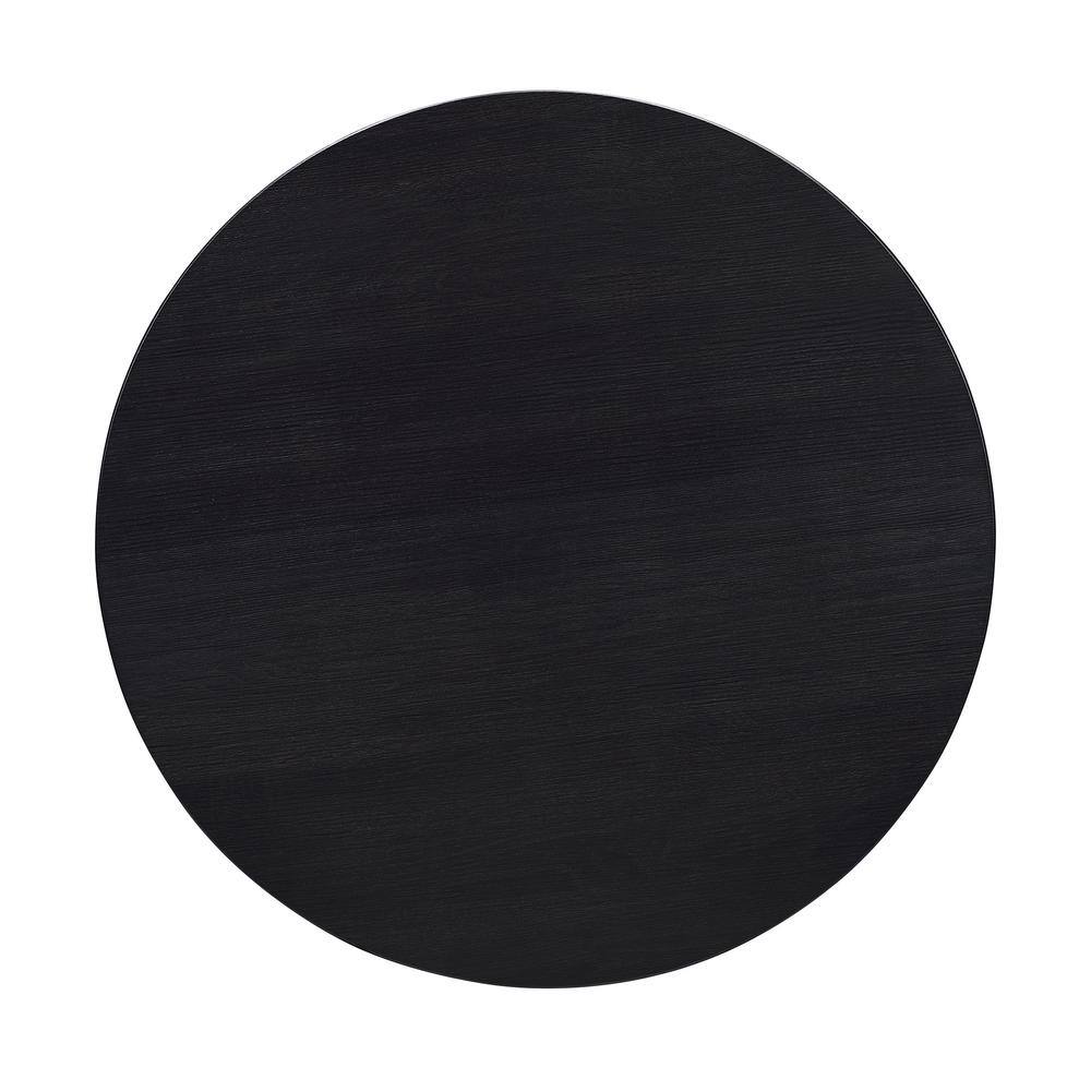 Kendall 36" Round Black Wood and Chrome Coffee Table