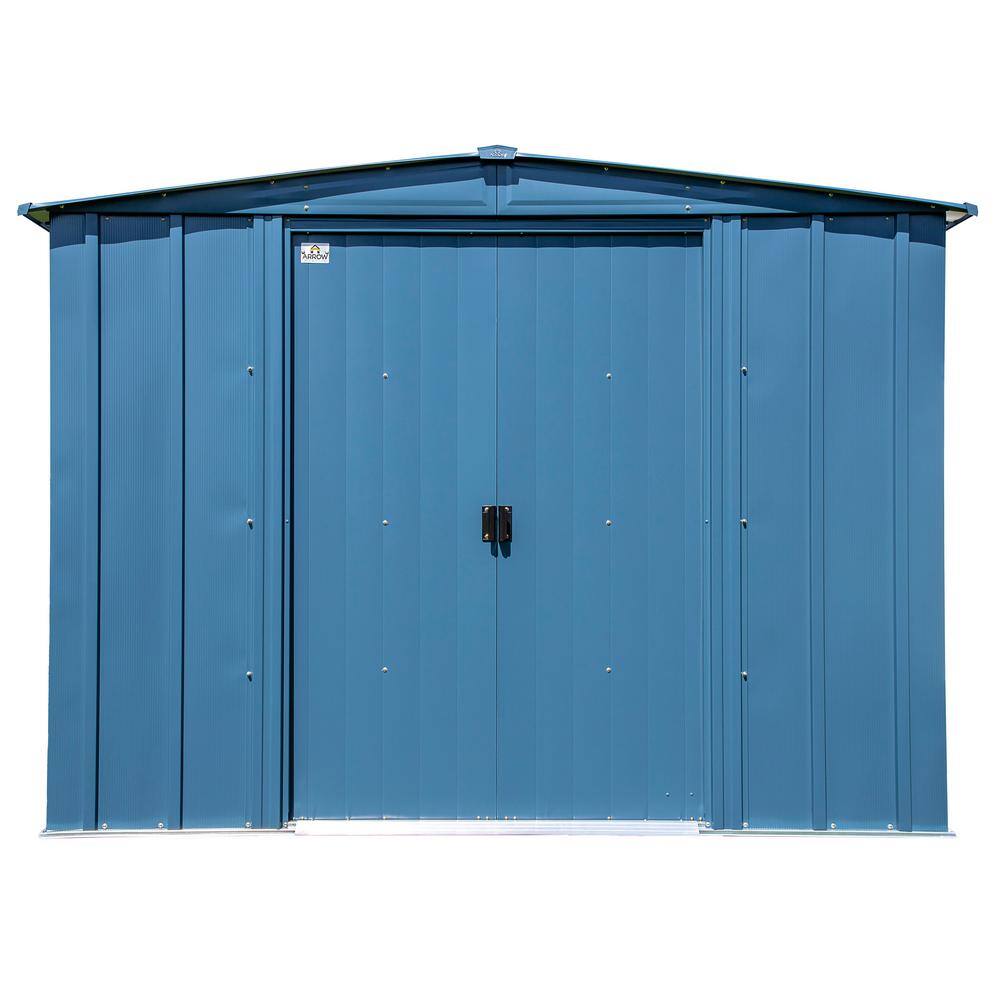 8 ft x 6 ft Blue Grey Galvanized Steel Storage Shed