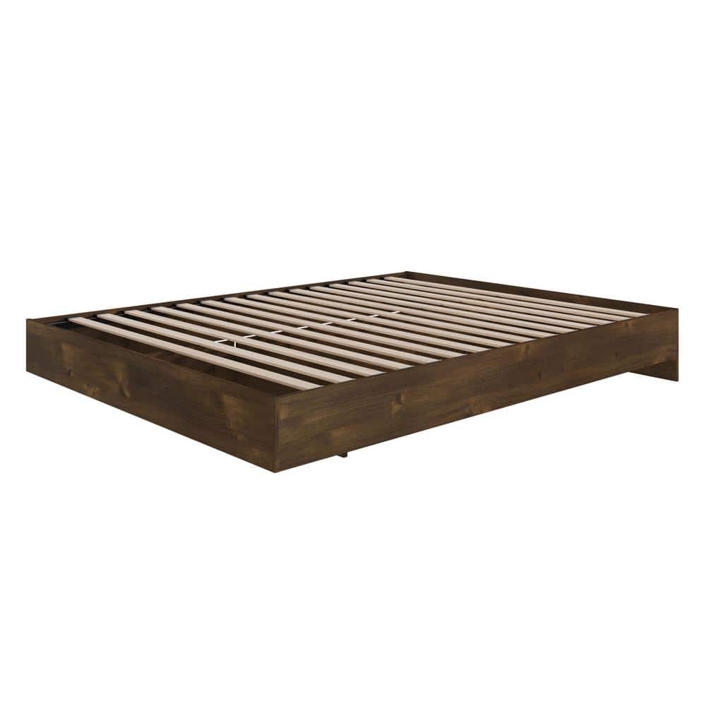 Nexera Elegance Queen Platform Bed in Truffle Brown with Floating Design
