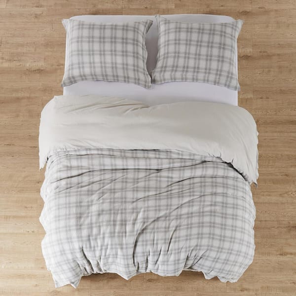 Levtex Home - Mills Waffle Grey Pewter Duvet Cover Set - King Duvet Cover +  Two King Pillow Cases - Grey Pewter Waffle Weave - Duvet Cover (106 x  94in.) and Pillow