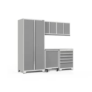 Pro Series 92 in. W x 84.75 in. H x 24 in. D 18-Gauge Steel Garage Cabinet Set in Platinum (6-Piece)