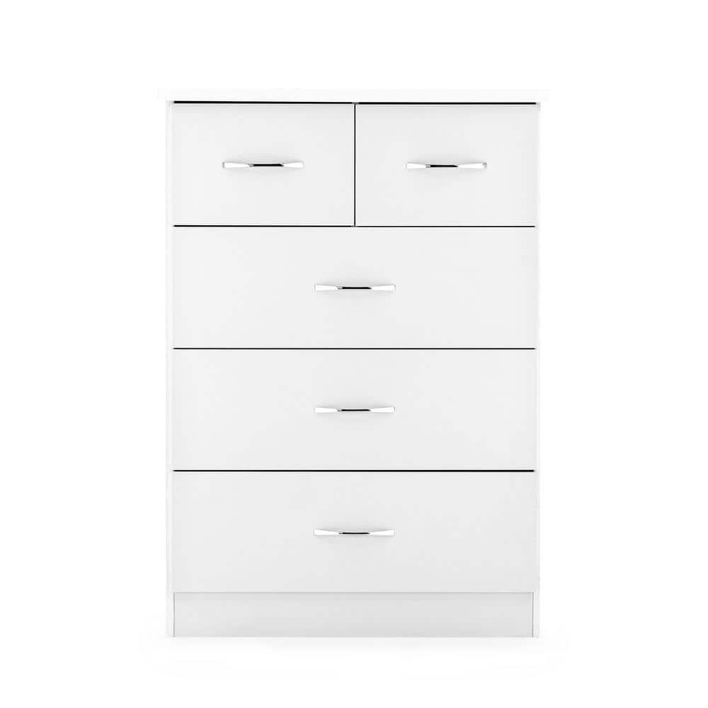 Herval Nevada 5Drawer White Chest of Drawers (45.5 in. H x 32 in. W 18