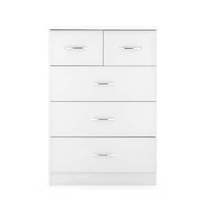Nevada 5-Drawer White Chest of Drawers (45.5 in. H x 32 in. W 18 in. D)