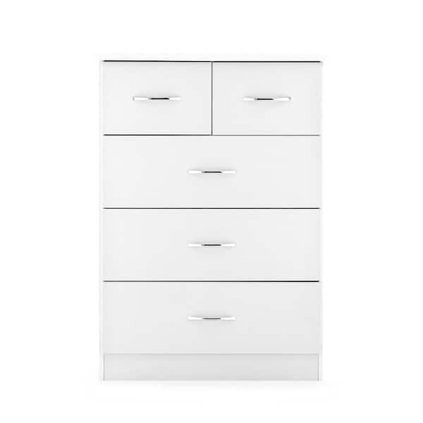Herval Nevada 5Drawer White Chest of Drawers (45.5 in. H x 32 in. W 18