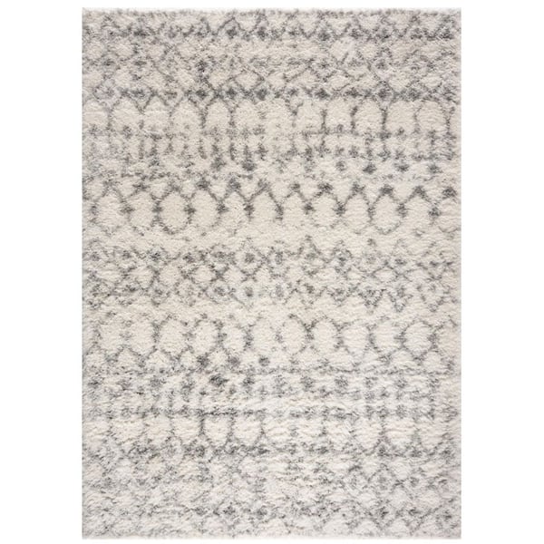 7 ft. x 9 ft. Gray and Ivory Southwestern Shag Power Loom Area Rug