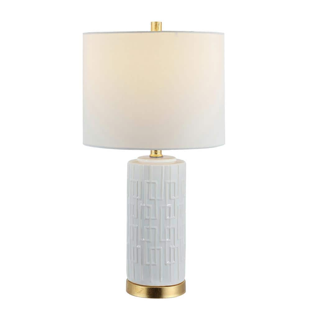 Phoenix White Ceramic 25-inch Table Lamp with Gold Accents