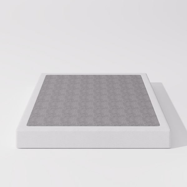 Comasach 7 in. High California King Box Spring with White Fabric, Heavy Duty Metal Structure, Easy Assembly