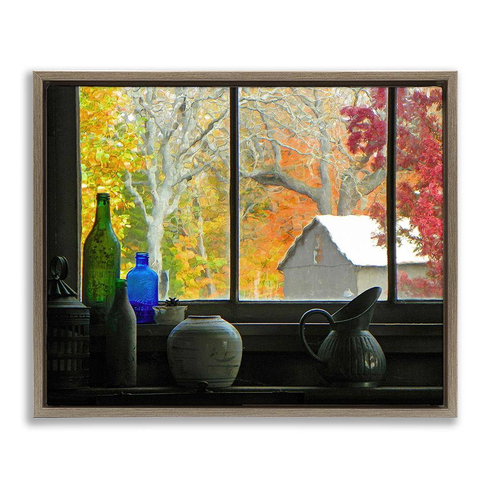 Fall Foliage in Window by GraffiTee Studios 1-Piece Floater Frame Graphic Print Nature Poster Art Print 21 in. x 17 in. price history on PriceWatchPro