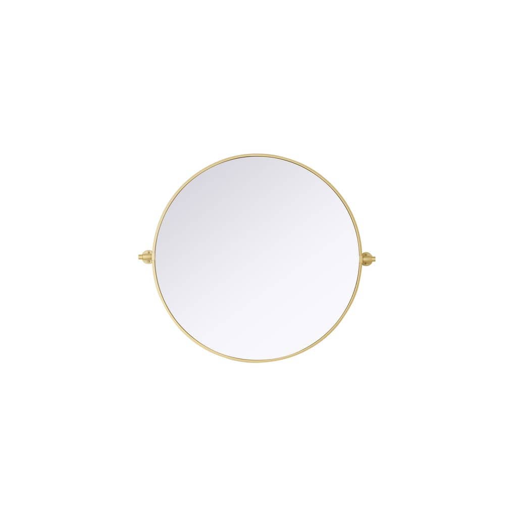 Timeless Home Brass 30 in. W x 30 in. H Round Pivot Mirror ...