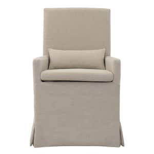 Sandspur Beach Brushed Linen Arm Dining Chair with Casters