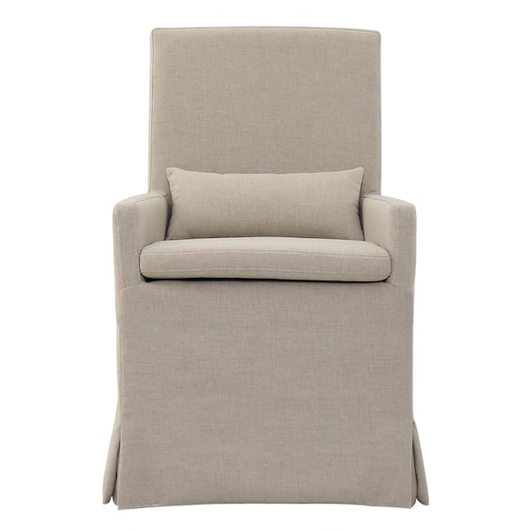 Padma's Plantation Sandspur Beach Brushed Linen Arm Dining Chair With ...