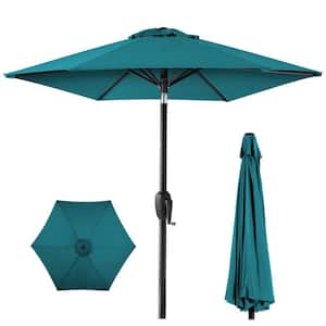 7.5 ft. Heavy-Duty Outdoor Market Patio Umbrella with Push Button Tilt, Easy Crank Lift in Cerulean