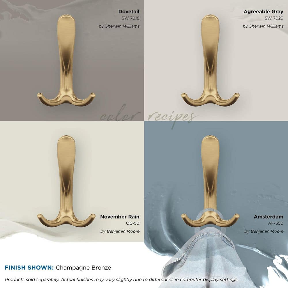 Champagne Bronze Triple Prong Decorative Wall Hook