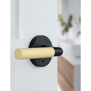 Downing Matte Black/Brushed Gold Black Privacy Bed/Bath Door Lever